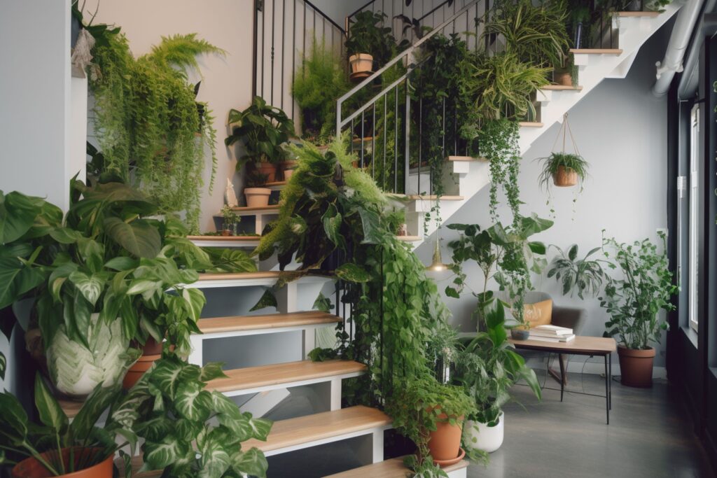 Trailing Houseplants on stairs